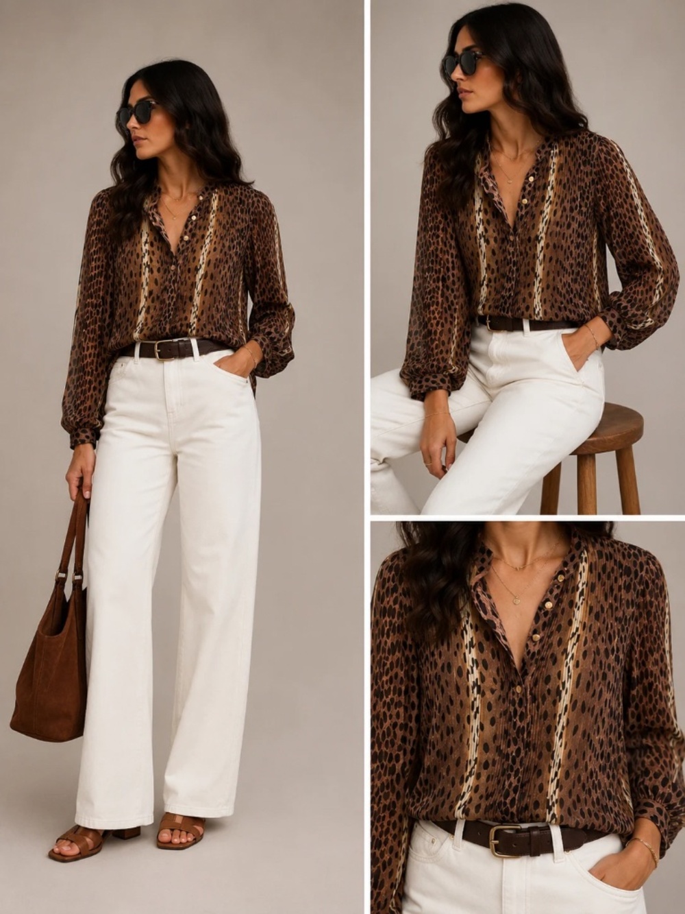 Michael Michael Kors Animal Print Pleated Blouse – Size 8